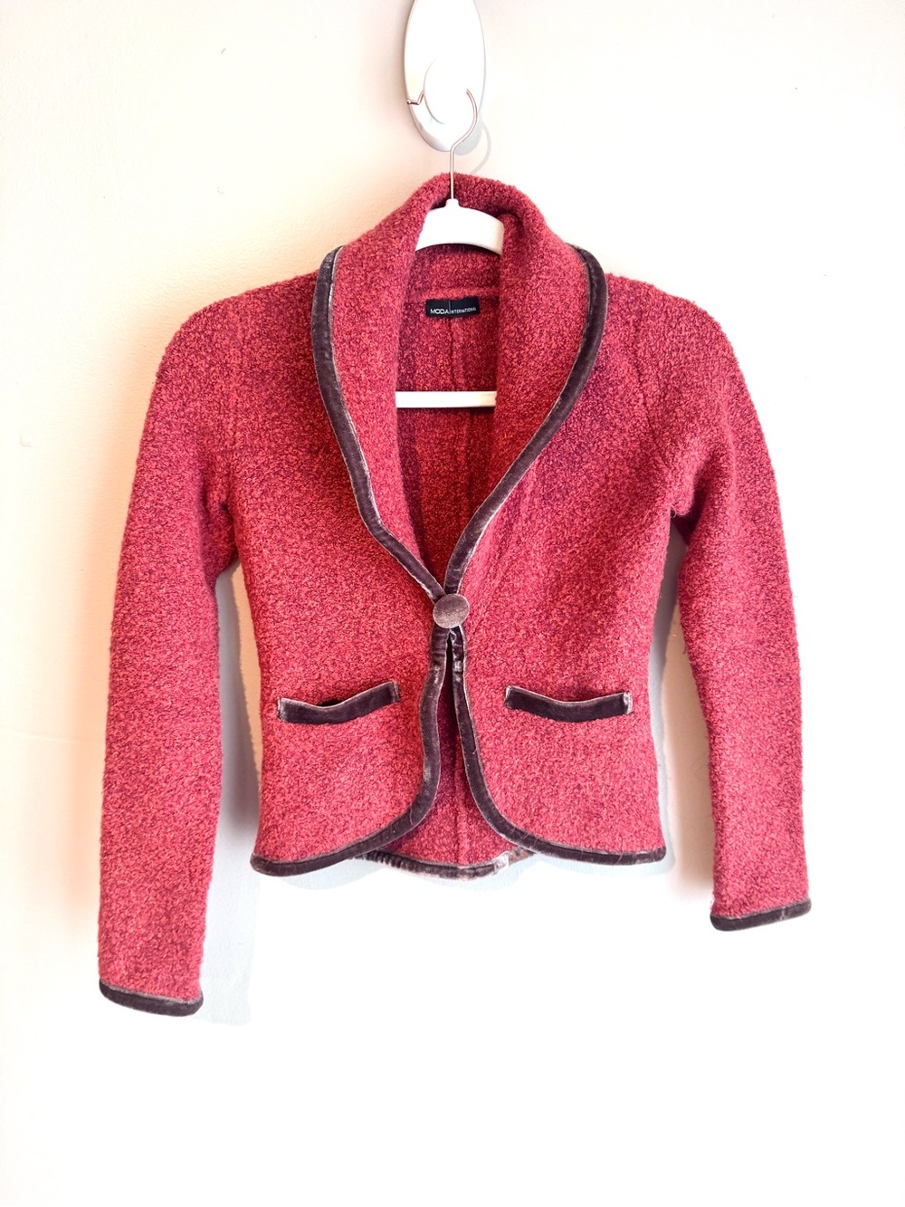 Moda International Burnt Orange Wool Blazer Jacket Sweater Knit Brown XXS